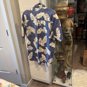 Ralph Lauren Chaps Blue and Cream Leaf Print Shirt